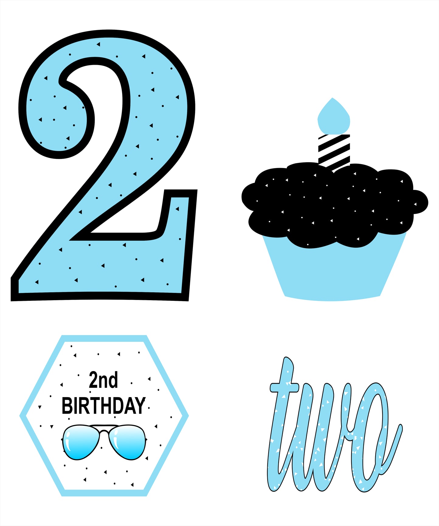 Two Cool Theme Birthday Party Cutouts