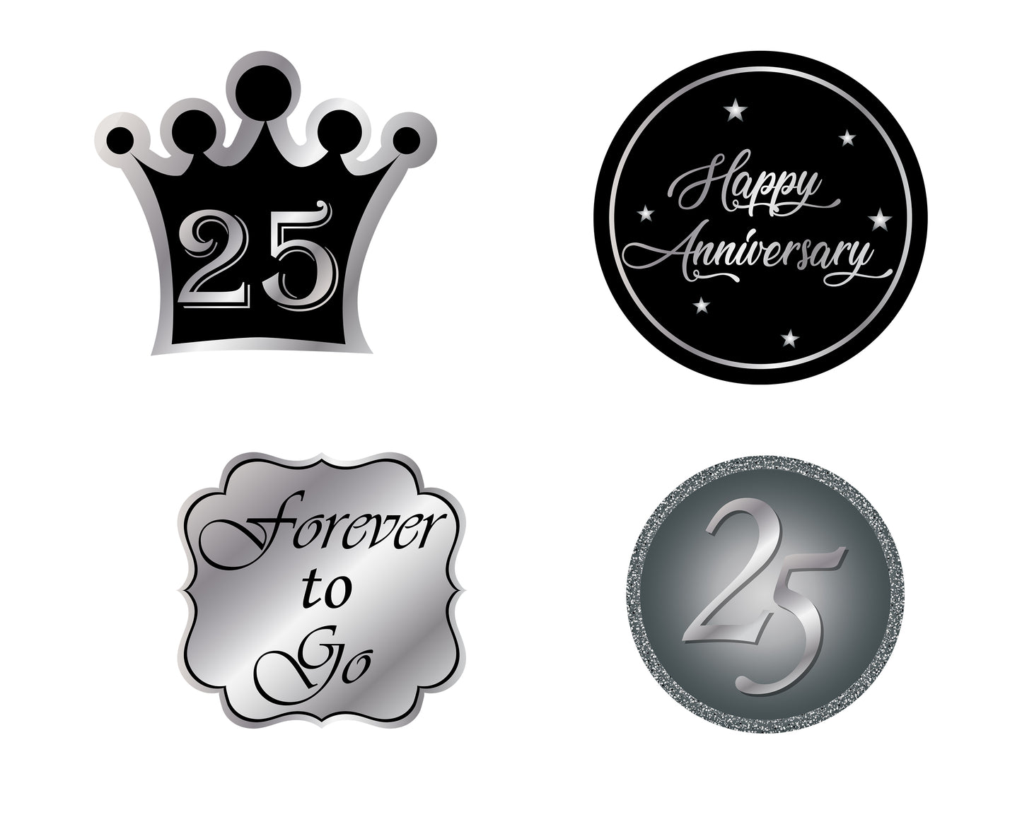 25th Anniversary Party Cutouts For Decorations