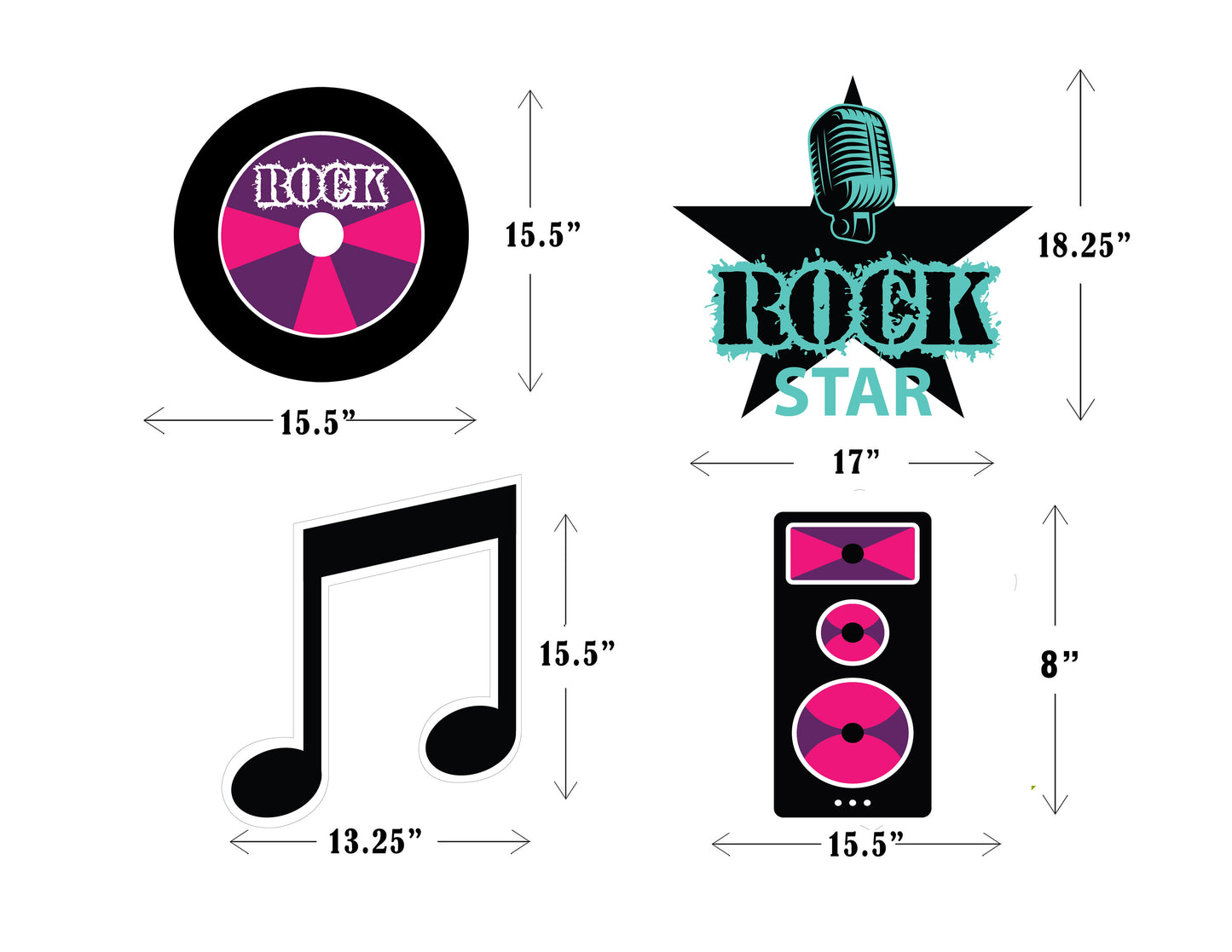 Rockstar Theme Birthday Party Cutouts