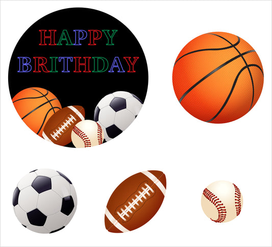 Sports Theme Birthday Party Cupcake Toppers for Decoration