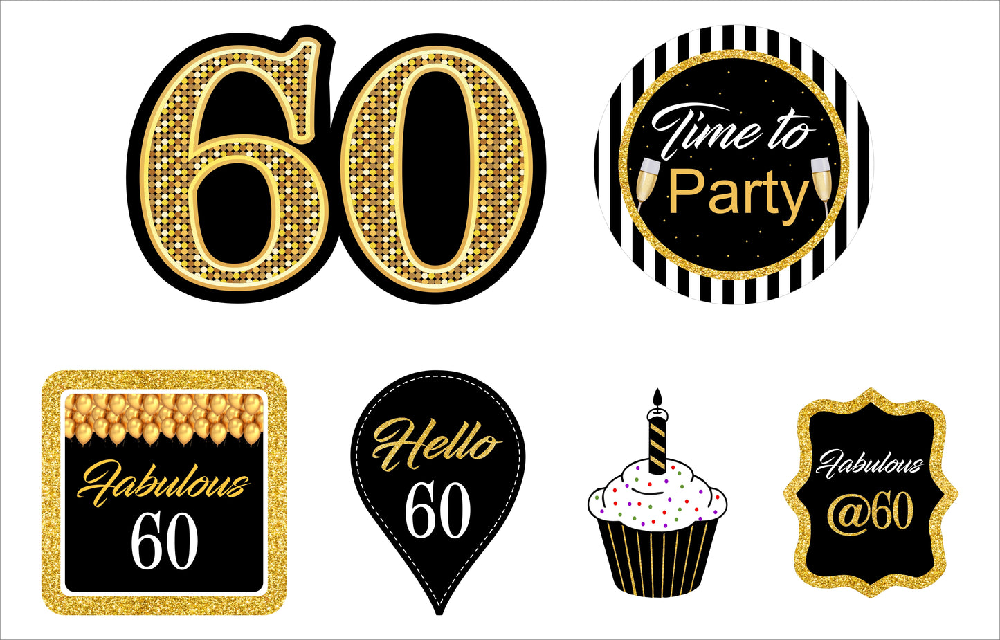 60th Birthday Party Cake Topper /Cake Decoration Kit