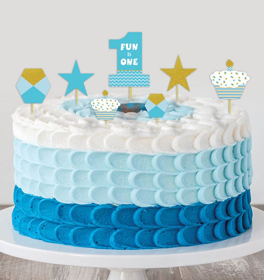 One Is Fun  First Birthday Party Cake Topper /Cake Decoration Kit