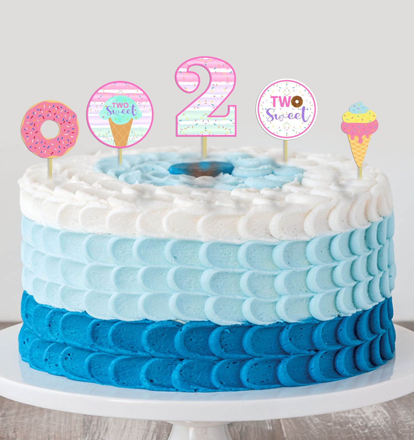 Two Sweet Theme Birthday Party Cake Topper /Cake Decoration Kit