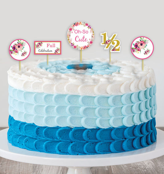 Half Birthday Party Cake Topper /Cake Decoration Kit