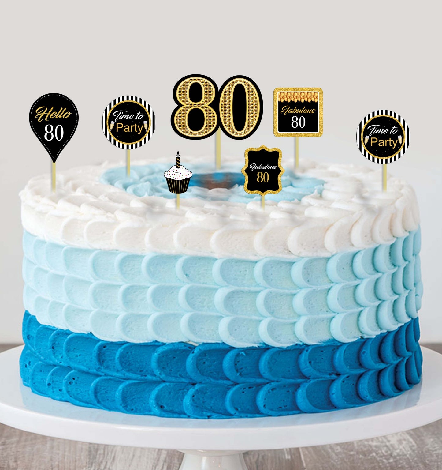 80th Birthday Party Cupcake Toppers for Decoration