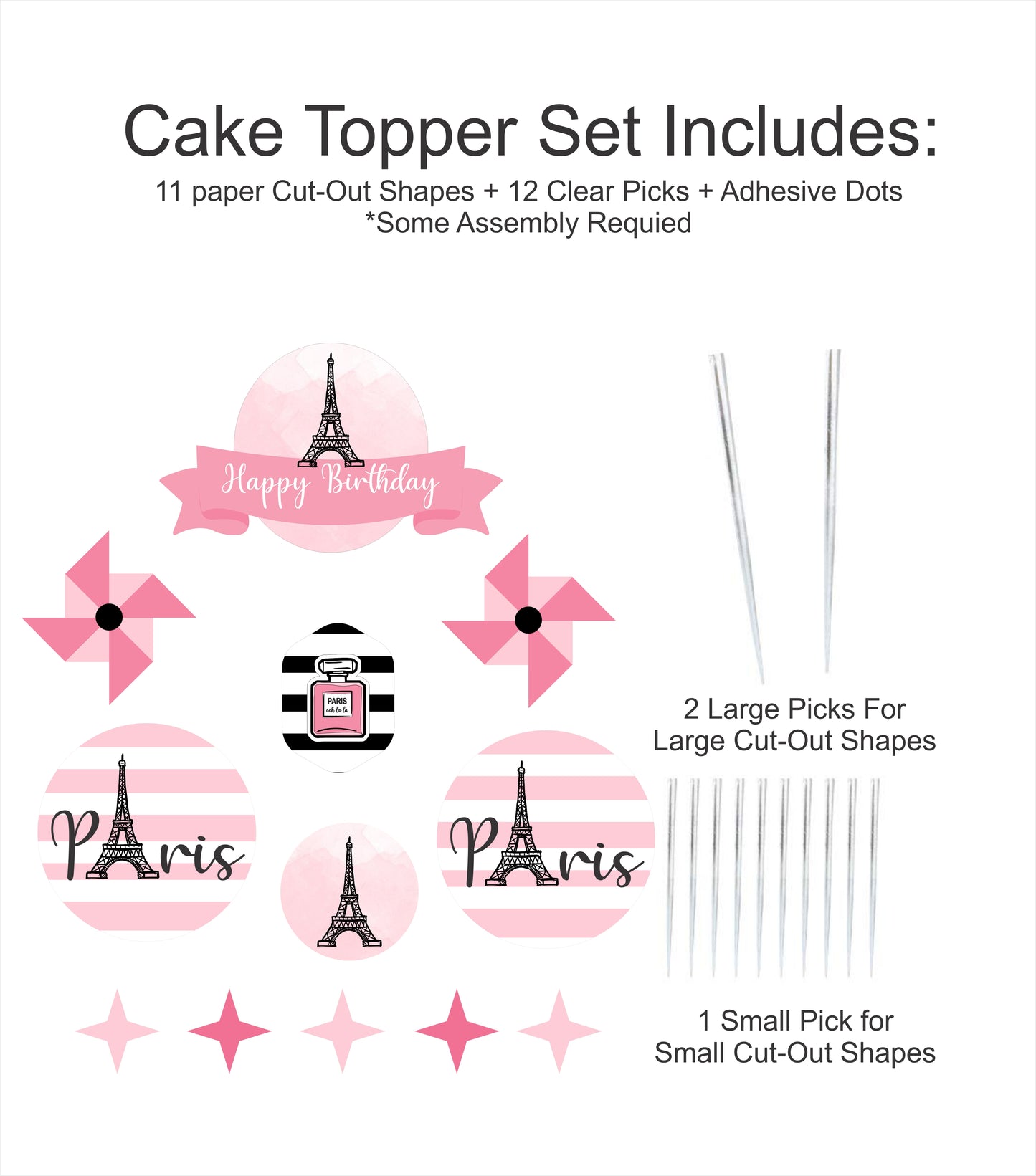 Paris Theme Cake Topper For Birthday Party