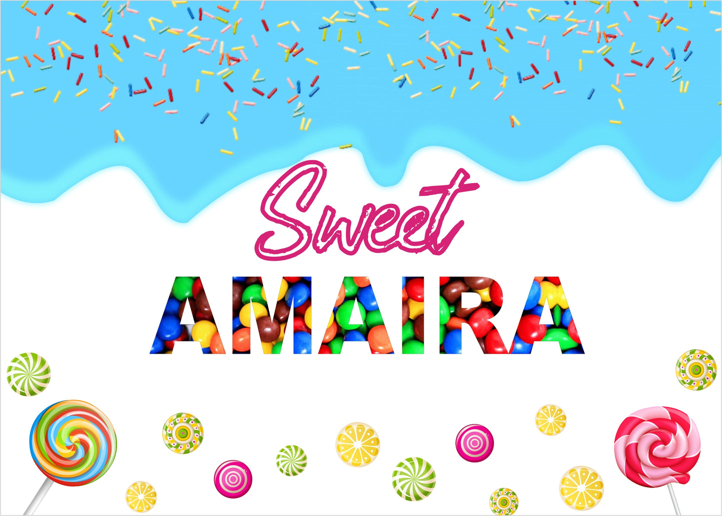 Personalize Candyland Birthday Party Backdrop Banner