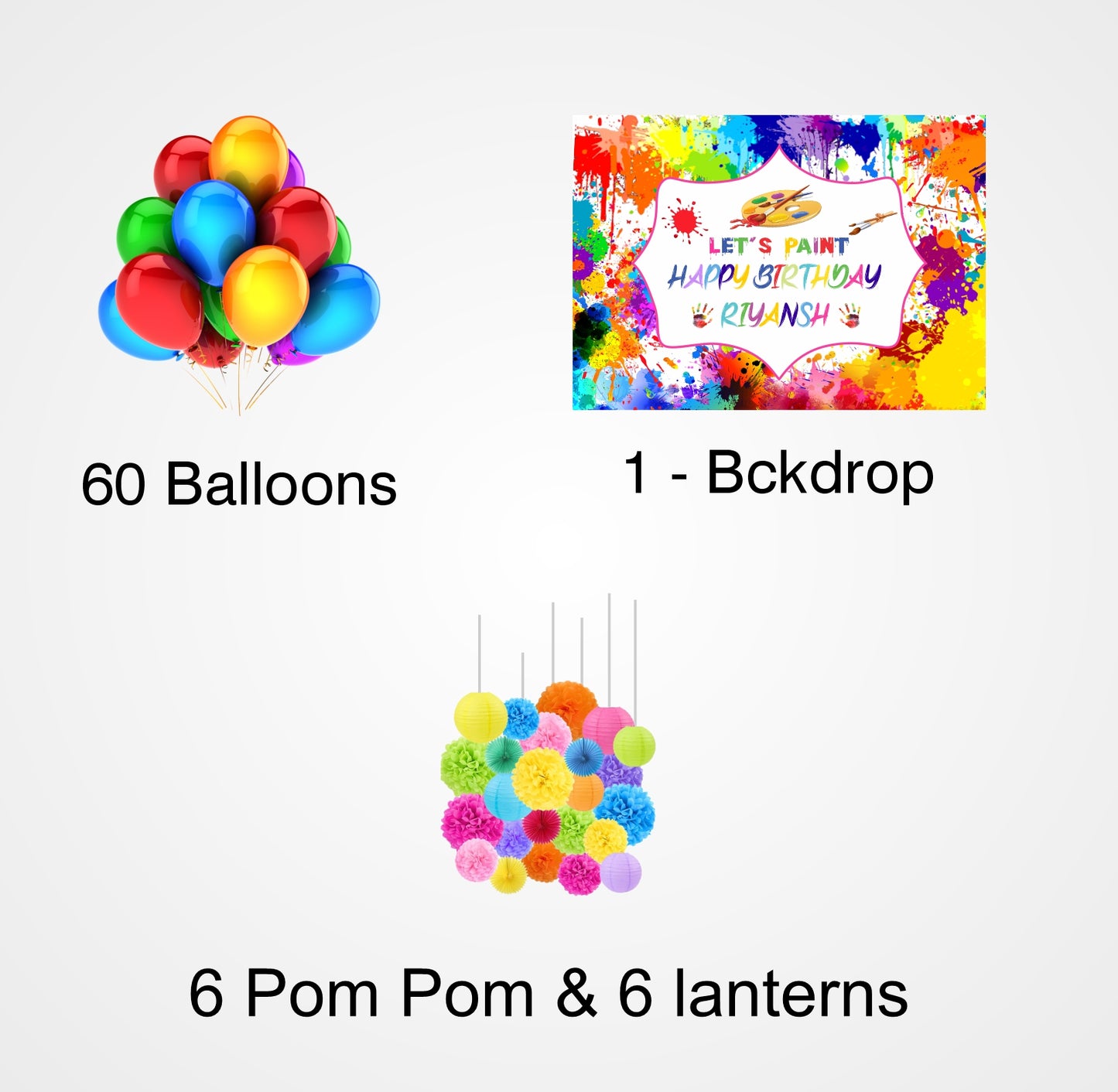 Art and Paint Theme Birthday Party Complete Decoration Kit