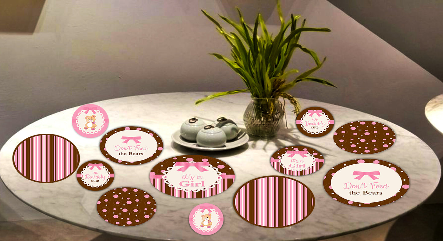 Cute Teddy Theme Welcome Baby Girl Table Confetti