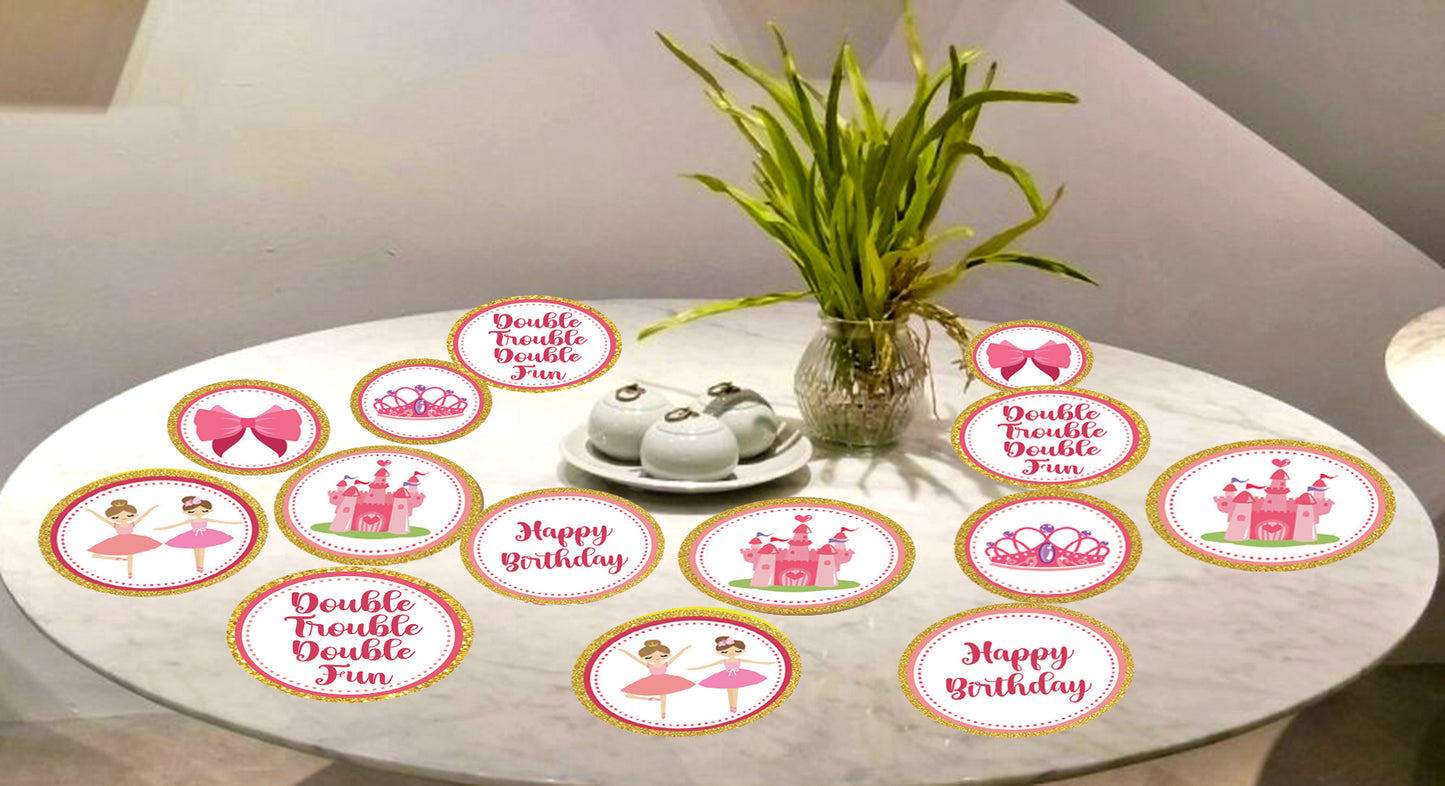 Twin Girls Theme Birthday Party Table Confetti for Decoration