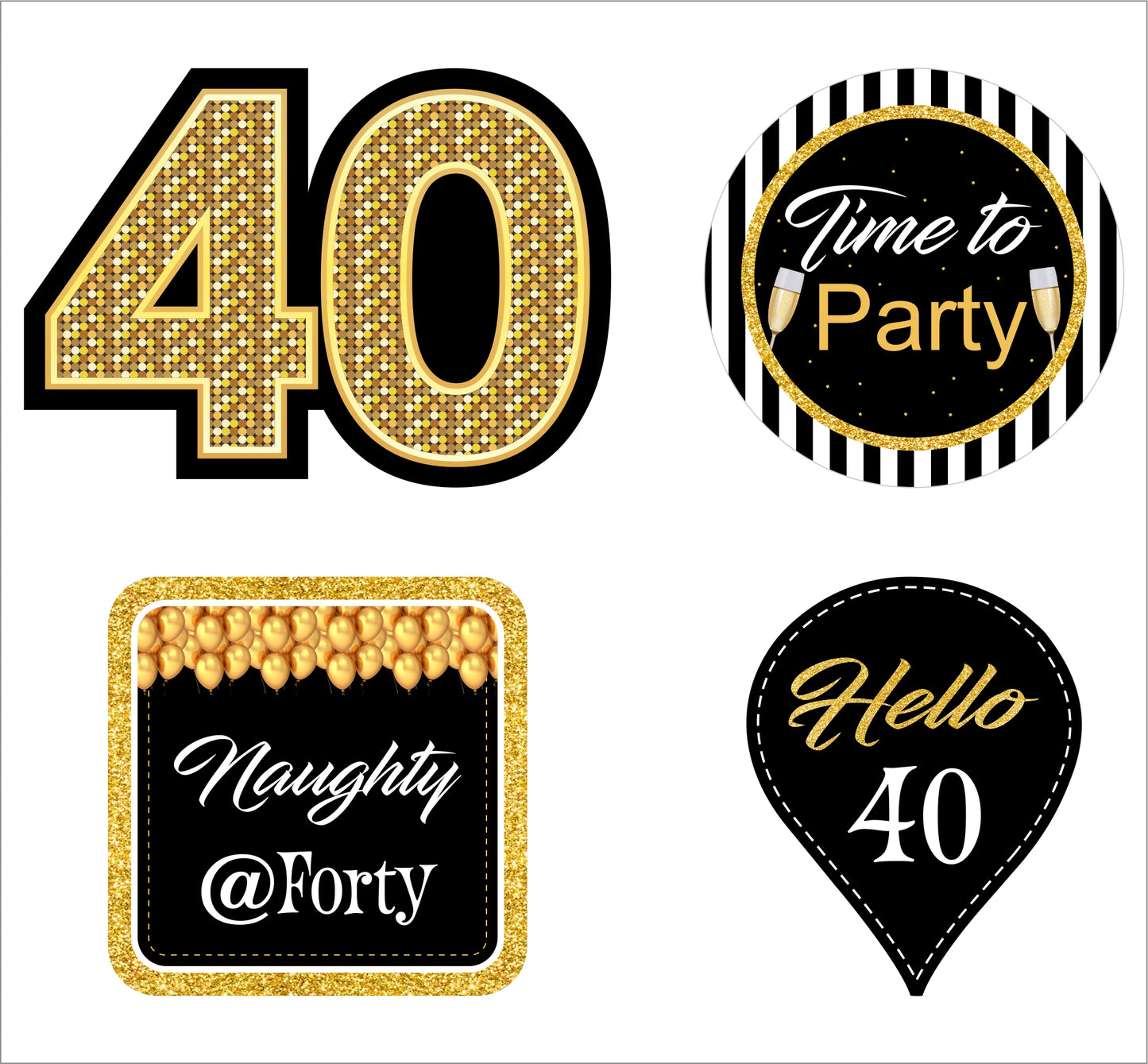 40th Birthday Party Cupcake Toppers for Decoration