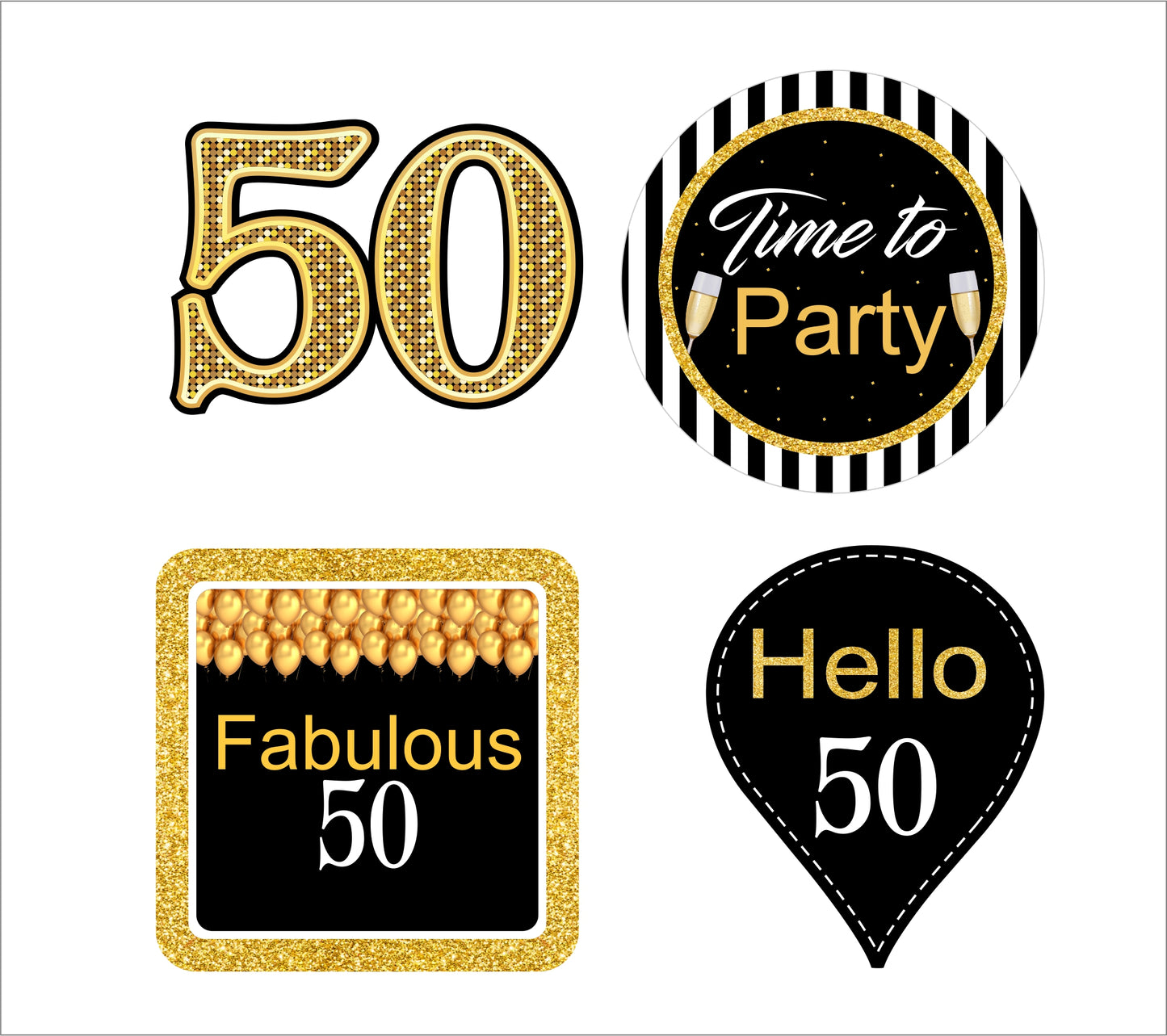 50th Birthday Party Cupcake Toppers for Decoration