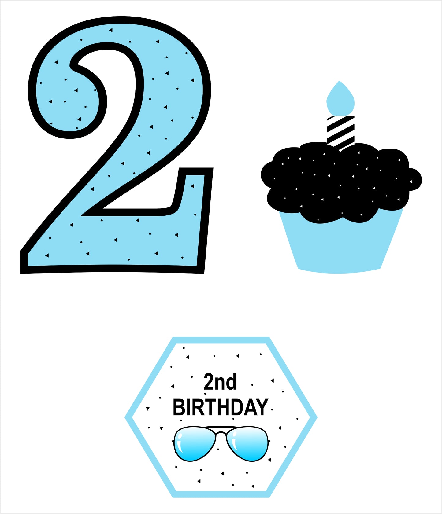 Two Cool Theme Birthday Party Cupcake Toppers for Decoration