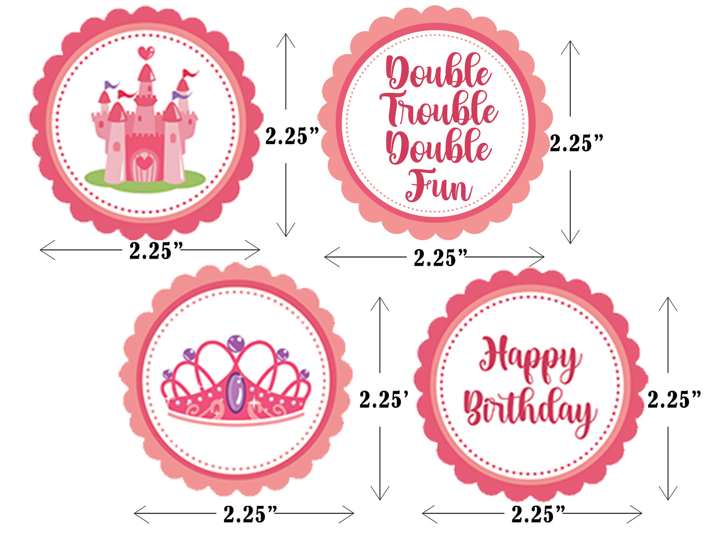 Twin Girls Theme Birthday Party Cupcake Toppers for Decoration