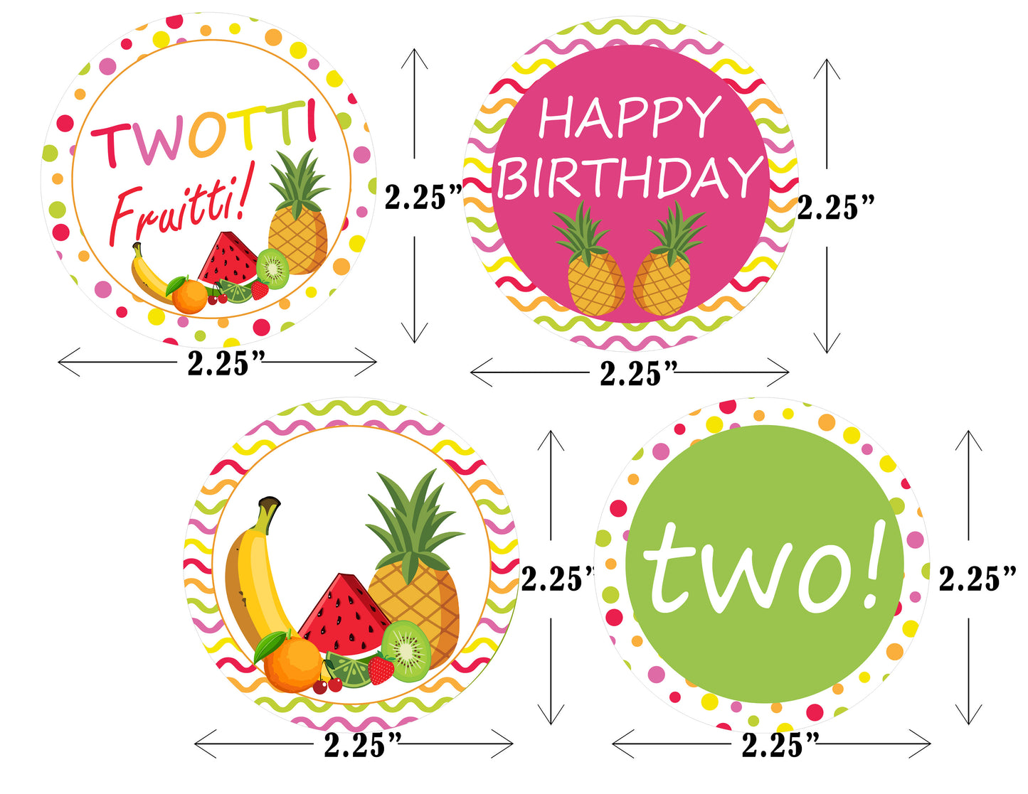 Twotti Fruity Theme Birthday Party Cupcake Toppers for Decoration