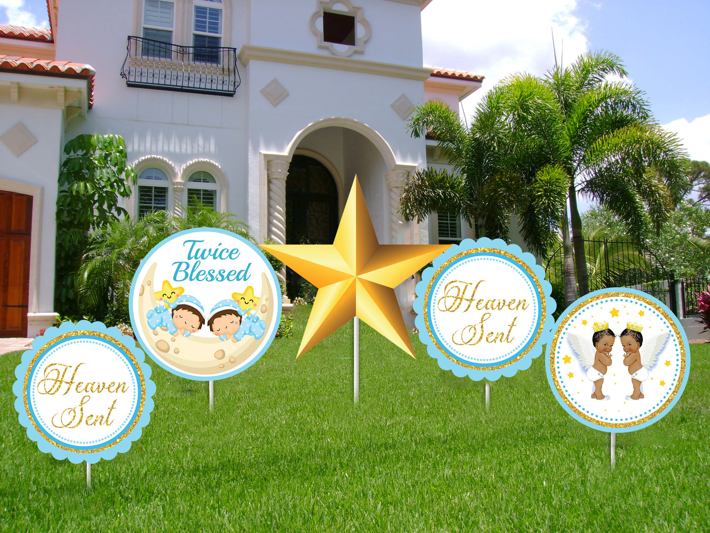 Twin Boys Theme Birthday Party Cutouts