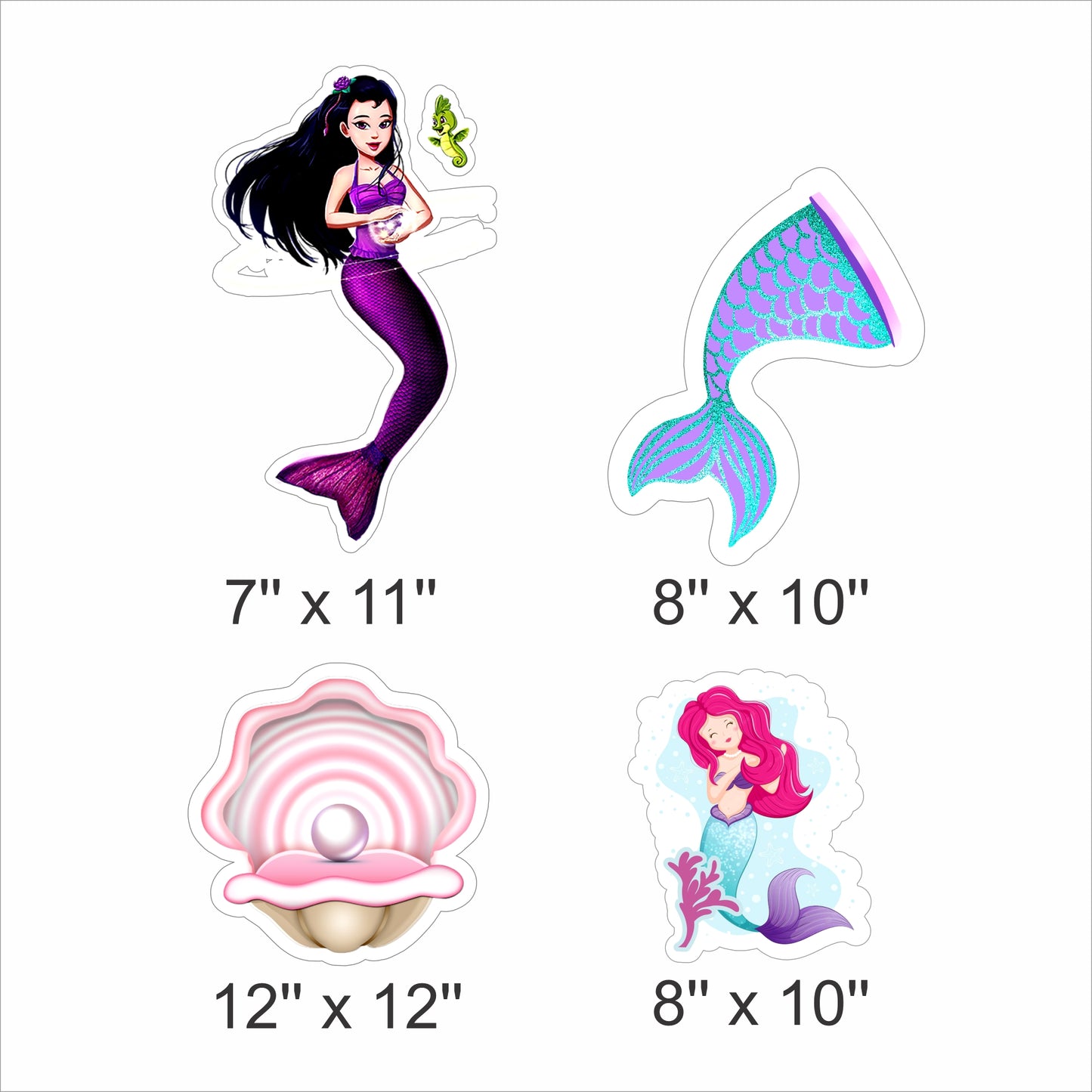 Mermaid Theme Birthday Party Cutouts