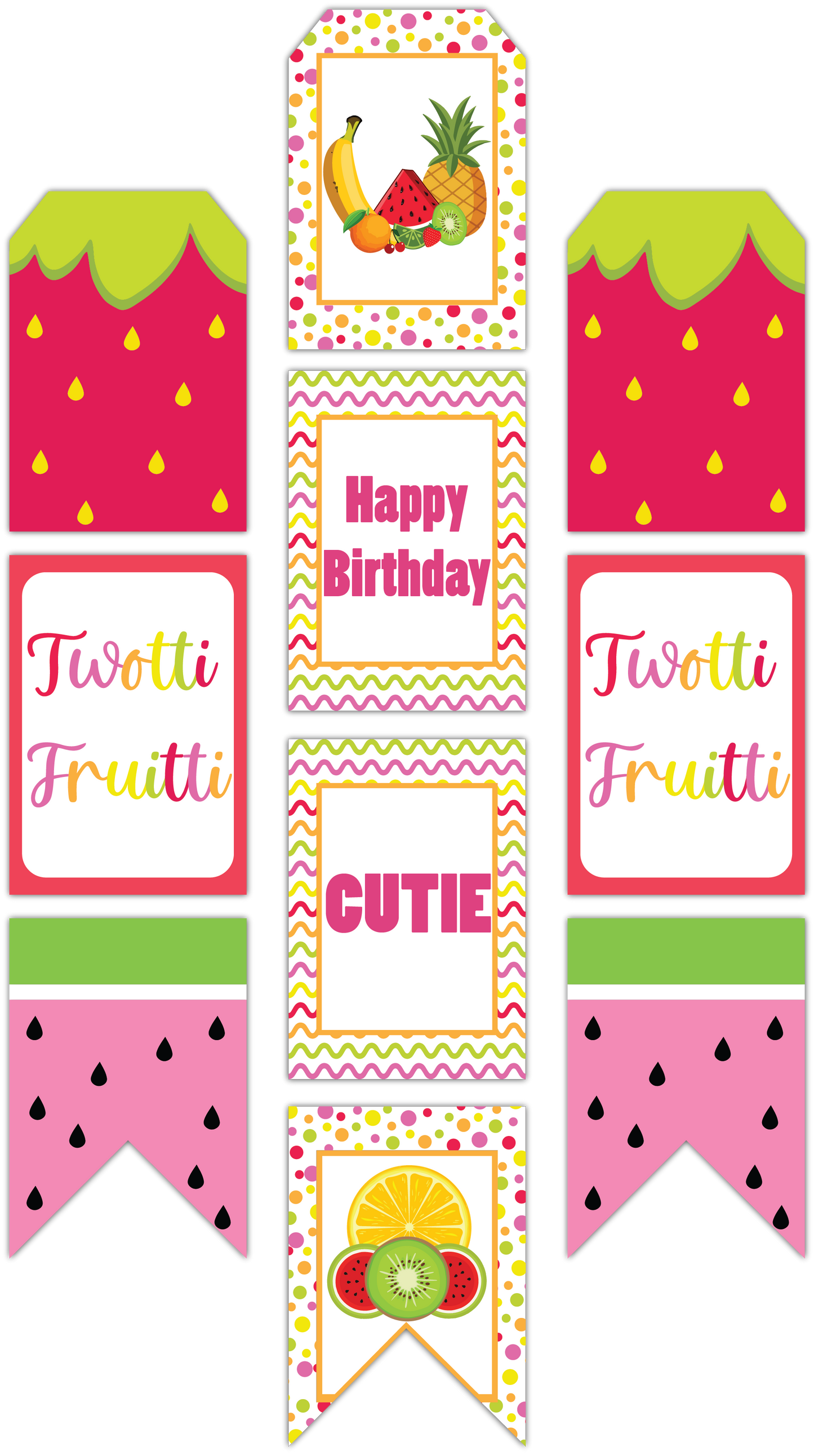 Twotti Fruity Theme Birthday Paper Door Banner for Wall Decoration