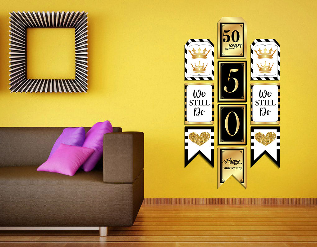 50th Anniversary Party Paper Door Banner for Wall Decoration