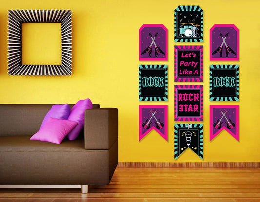 Rockstar Theme Birthday Party Paper Door Banner for Wall Decoration