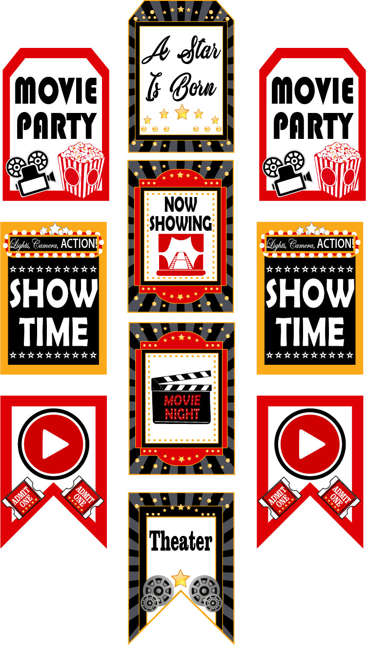 Movie Night Theme Paper Door Banner for Wall Decoration