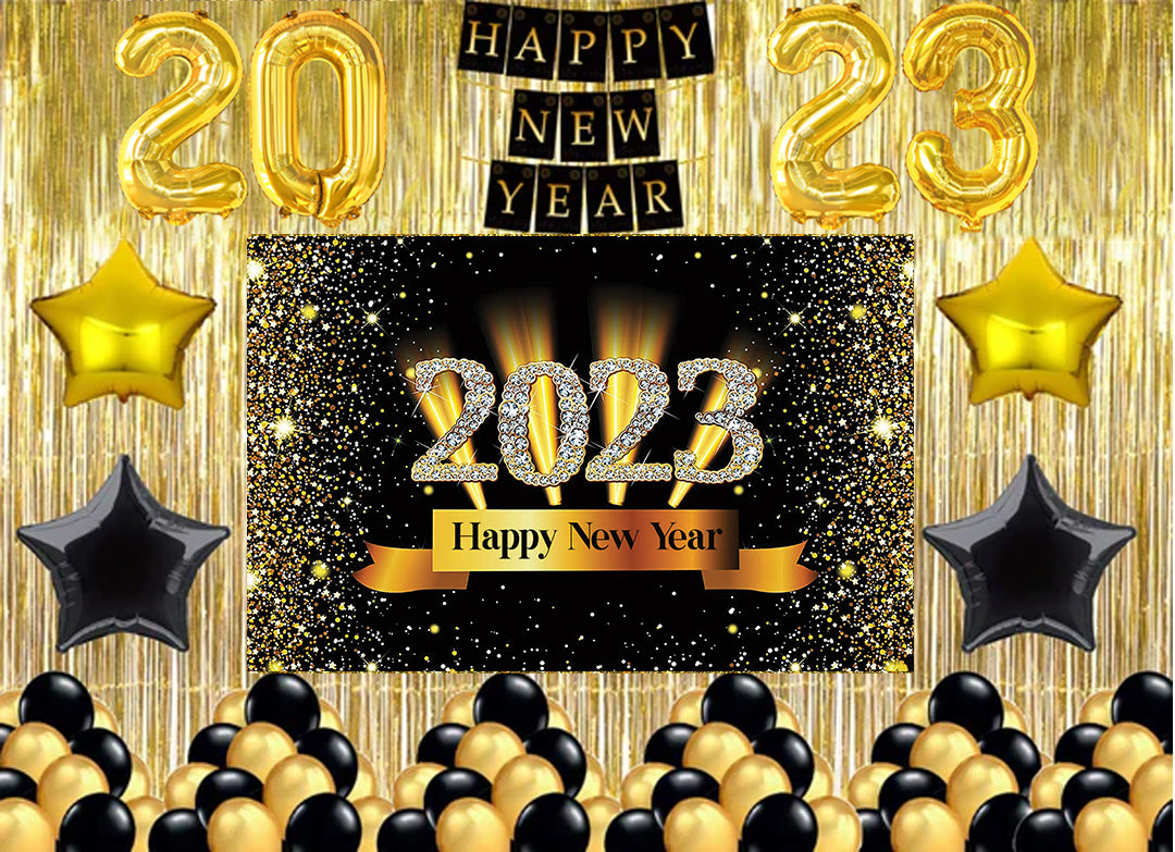 New Year Party Decorations Complete Set with Backdrop