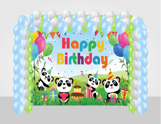 Panda Theme Birthday Party Decoration kit with Backdrop & Balloons