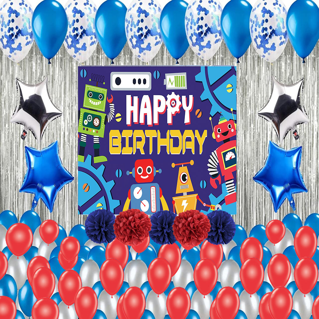 Robot Theme Birthday Party Decoration Combo Kit