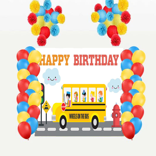 Wheels on the Bus Theme Birthday Party Complete Decoration Kit