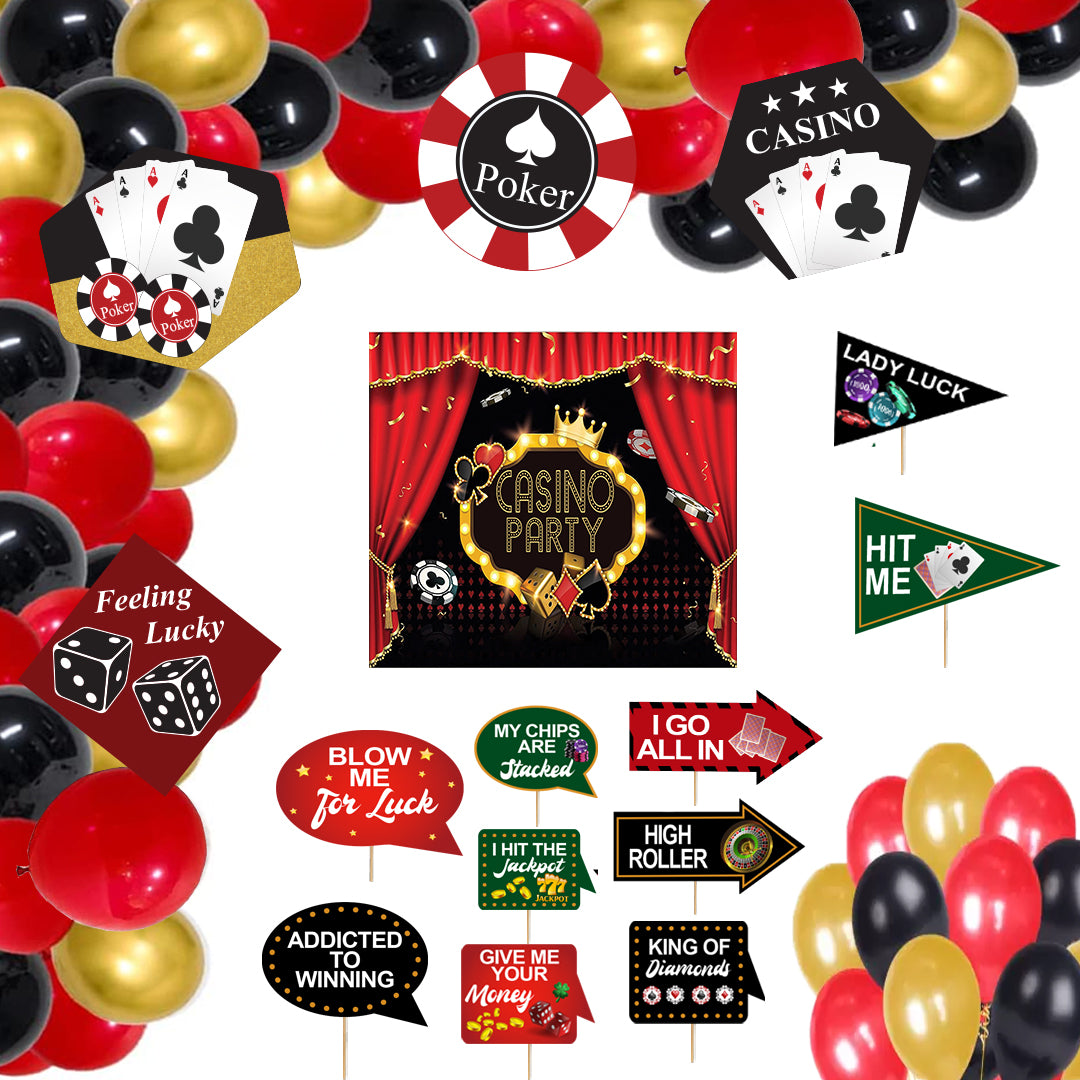 Casino Party Complete Set-Backdrop & Decorations