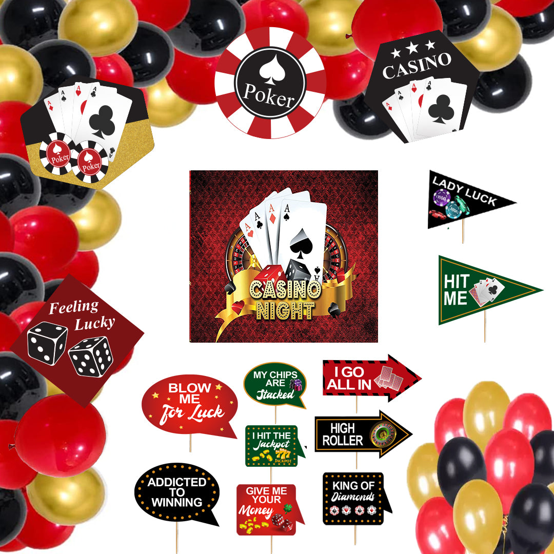 Casino Party Decorations Complete Set -Backdrop & Decorations