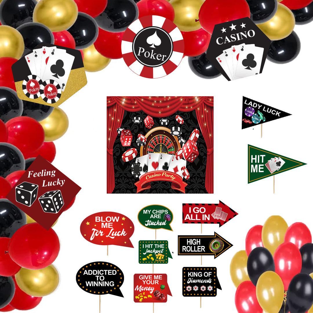 Casino Party Complete Set-Backdrop & Decorations