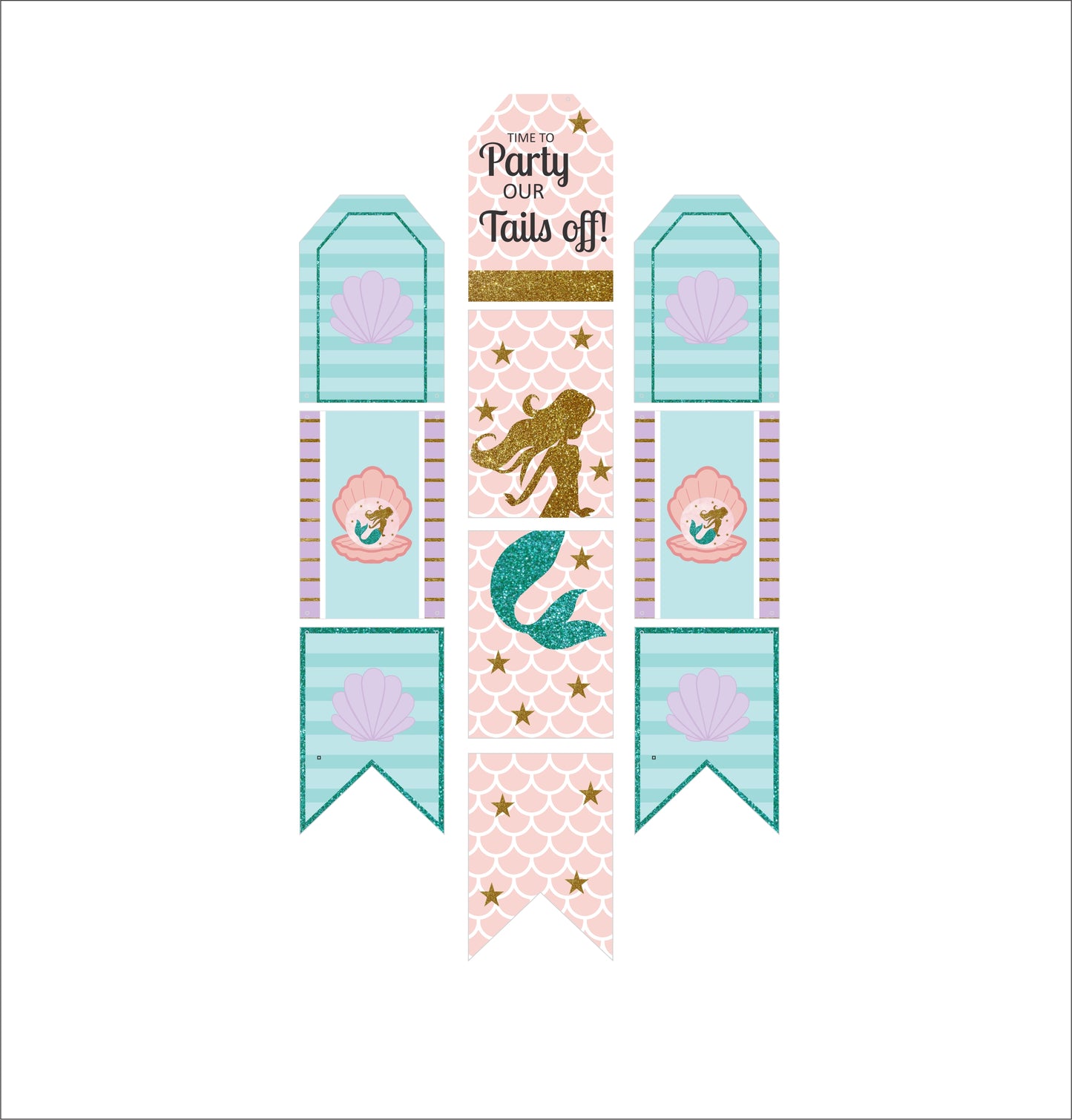 Mermaid Theme Birthday Paper Door Banner for Wall Decoration
