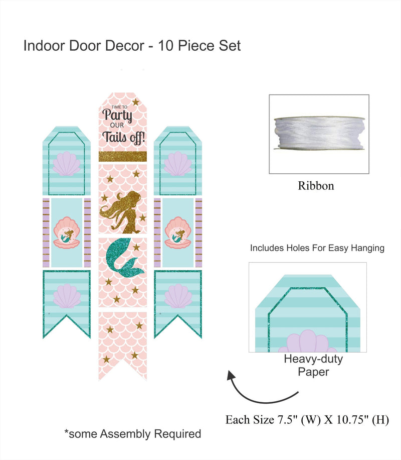 Mermaid Theme Birthday Paper Door Banner for Wall Decoration