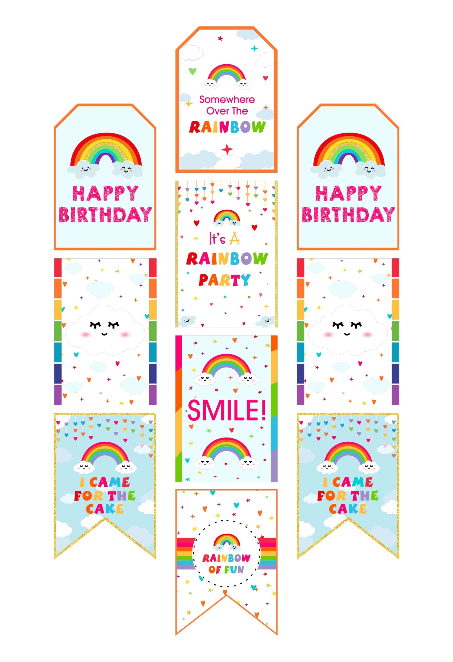 Rainbow Theme Birthday Party Paper Door Banner for Wall Decoration