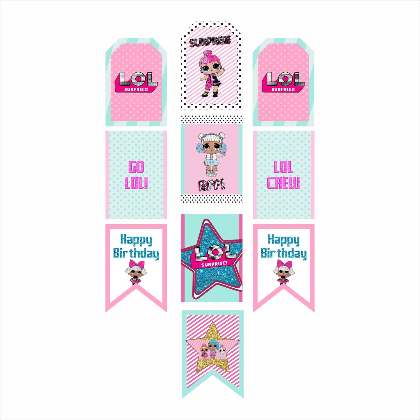 LOL Party Theme Birthday Paper Door Banner for Wall Decoration