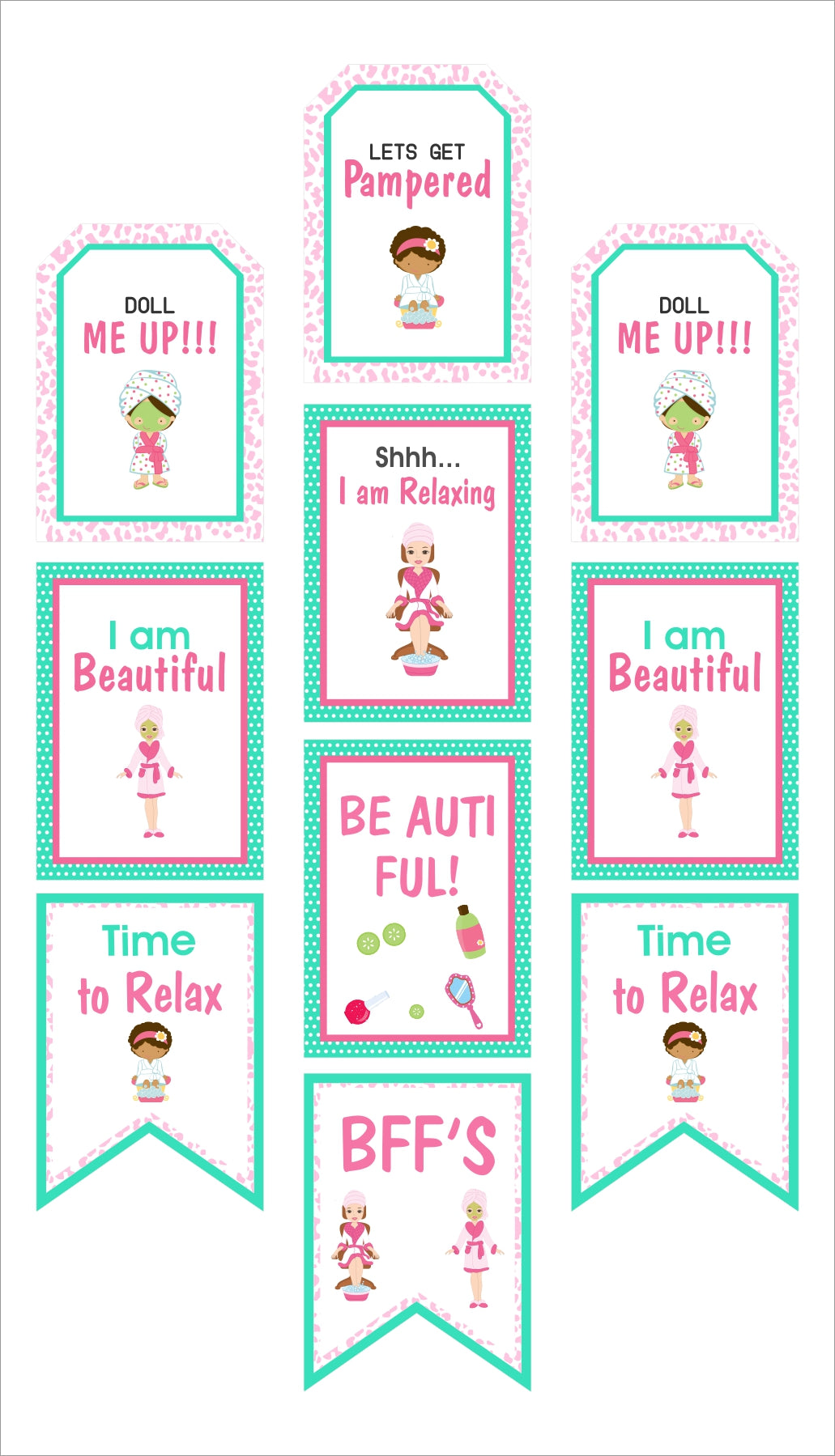 Spa Theme Birthday Party Paper Door Banner for Wall Decoration