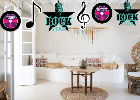 Rockstar Theme Birthday Party Theme Hanging Set for Decoration