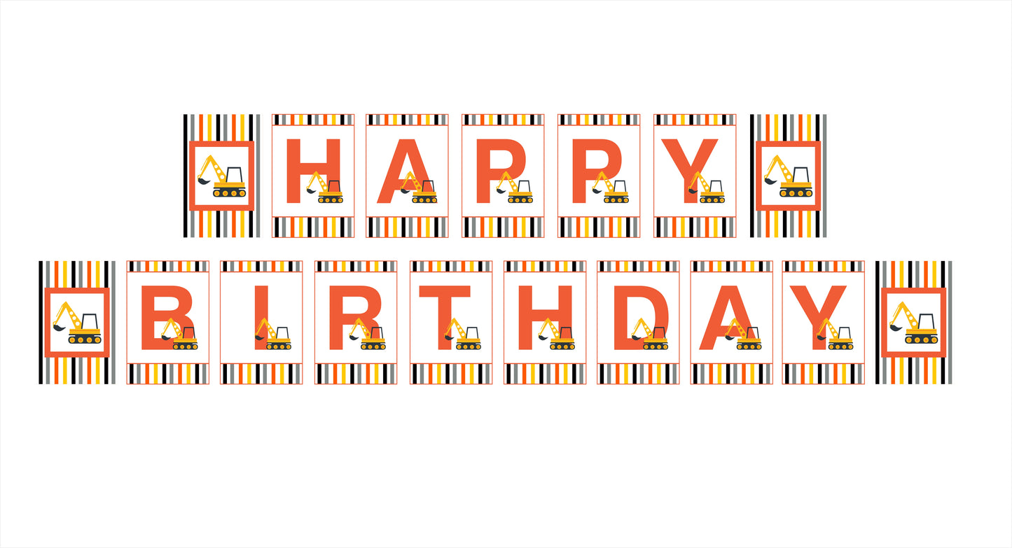 Construction Birthday Party Banner for Decoration
