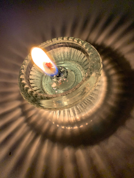 Round Glass Colored Wax Candle