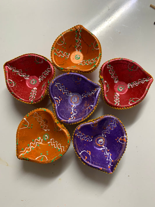 Colourful Earthen Designer Terracotta Diya