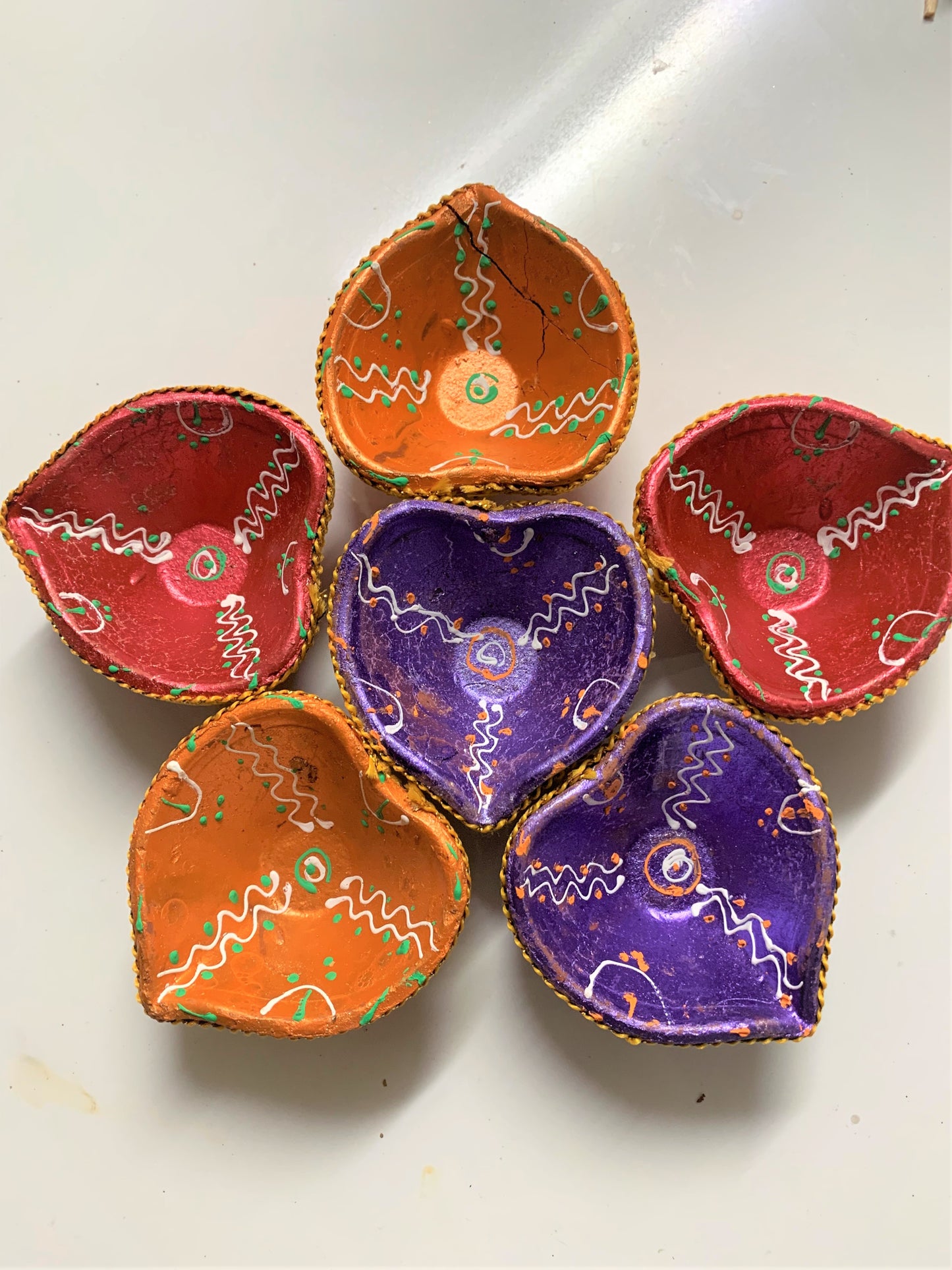 Colourful Earthen Designer Terracotta Diya