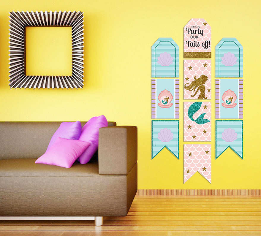 Mermaid Theme Birthday Paper Door Banner for Wall Decoration