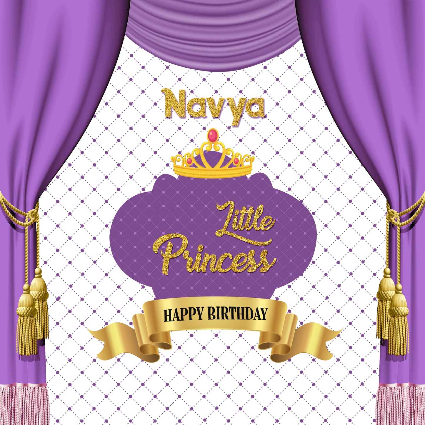 Personalize Princess Birthday Backdrop Banner