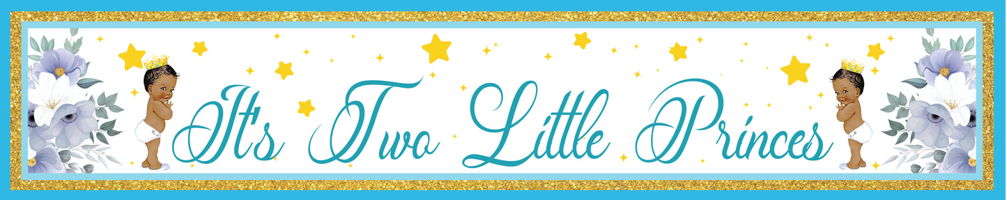 Twin Boys Theme Birthday Long Banner for Decoration