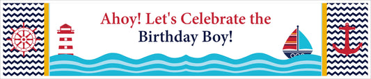 Nautical Ahoy Theme Birthday Long Banner for Decoration
