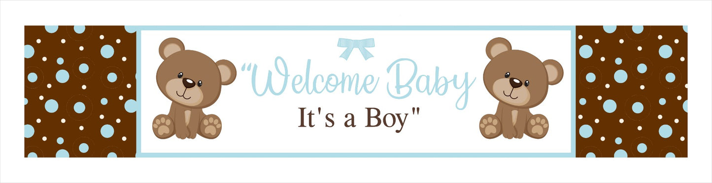 Cute Teddy Theme Welcome Baby Long Banner for Decoration