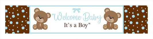 Cute Teddy Theme Welcome Baby Long Banner for Decoration
