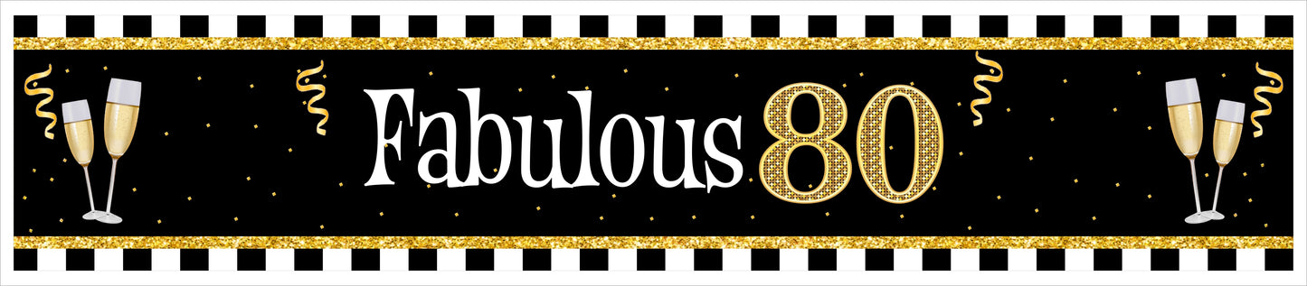 80th Birthday Long Banner for Decoration