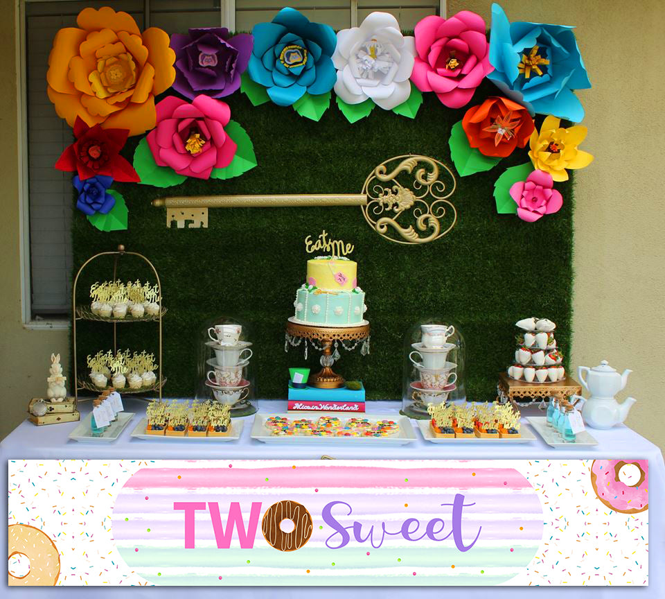 Two Sweet Theme Birthday Party Long Banner for Decoration